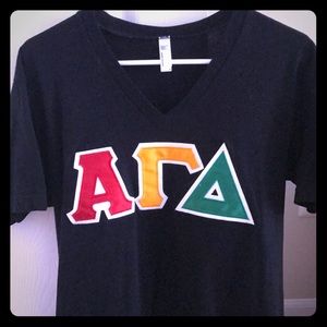 Stitched Alpha Gamma Delta letters V-neck